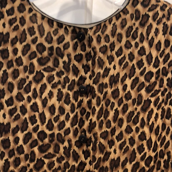 Silk leopard print blouse sheer lined bodice button back new never worn w tags - Picture 3 of 5